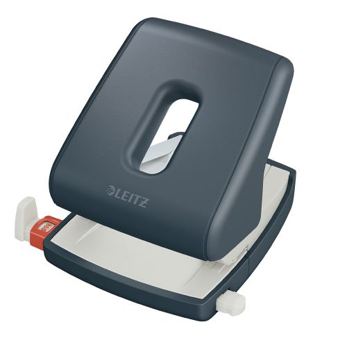 Перфоратор LEITZ Cosy, за 30 л.(80 г), с ограничител, 137x109x131 мм,  пластмаса + метал, тъмносив — Joya.bg 1