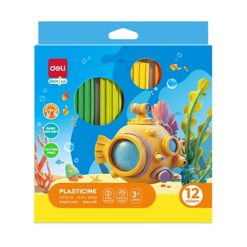 Пластилин Deli Genius EH718-12, 240 г, 12 цвята пастел 1