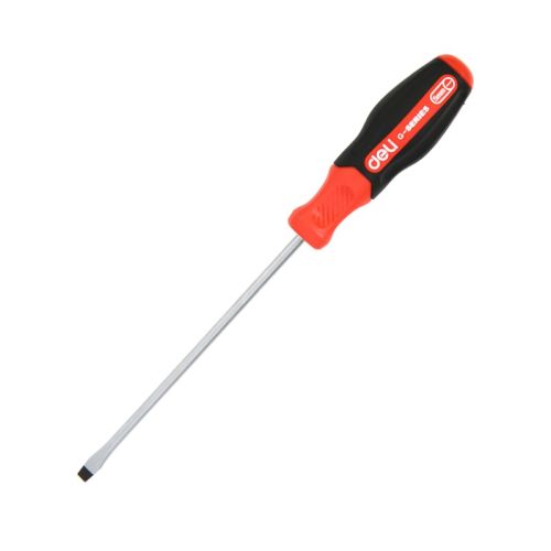 Плоска отвертка Deli TOOLS EDL3441, 3 x 100 мм премиум TPR, черен край, ергономична дръжка, червена — Joya.bg 1