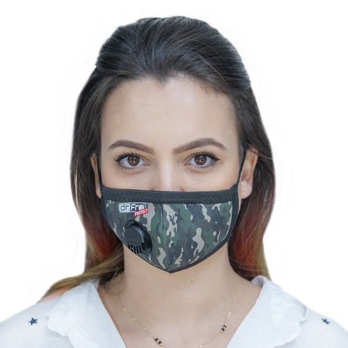 Предпазна маска с клапан Dr. Frei Protect многократна, дизайн камуфлажен, р-р XS/M — Joya.bg