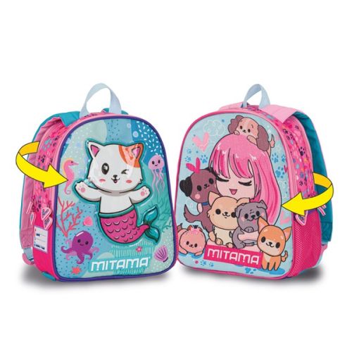 Раница за детска градина MITAMA Spinny PuppyCat, 2 лица, 2 отделения