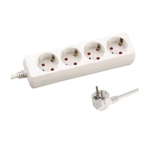 Разклонител Eurolamp, 4 гнезда без ключ, защита за деца, 3 м, бял 1