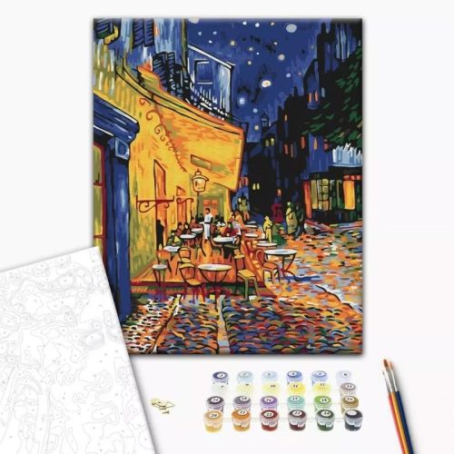 Рисуване по номера BrushMe, с подрамка, NIGHT CAFE IN ARLES/Нощно кафене, 40x50 см — Joya.bg 1