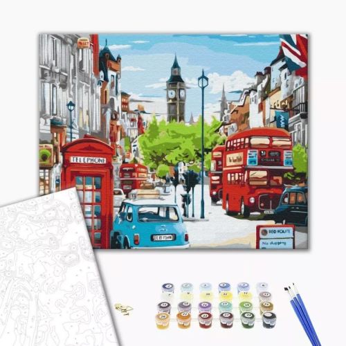 Рисуване по номера BrushMe, с подрамка, RUSH HOUR IN LONDON/Лондон, 40x50 см — Joya.bg 1