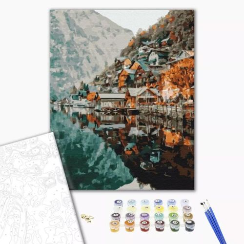 Рисуване по номера BrushMe, с подрамка, VIEW OF GELSTATT/Зимен пейзаж, 40x50 см — Joya.bg 1