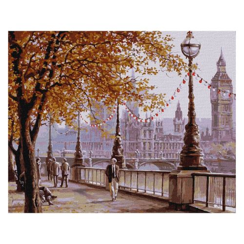 Рисуване по номера IDEYKA, с подрамка, AUTUMN LONDON/Есенен Лондон, 40х50 см — Joya.bg 1
