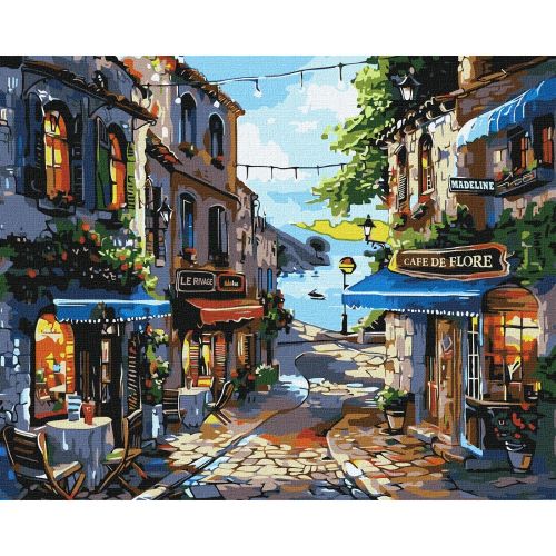 Рисуване по номера IDEYKA, с подрамка, RESTAURANTS ON THE COAST/Ресторанти, 40х50 см — Joya.bg 1