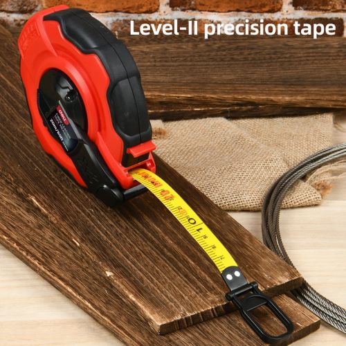 Ролетка Deli TOOLS EDL9920Y, кръгла, с гумен грип, 20 м х 14.5 мм, червена — Joya.bg 1