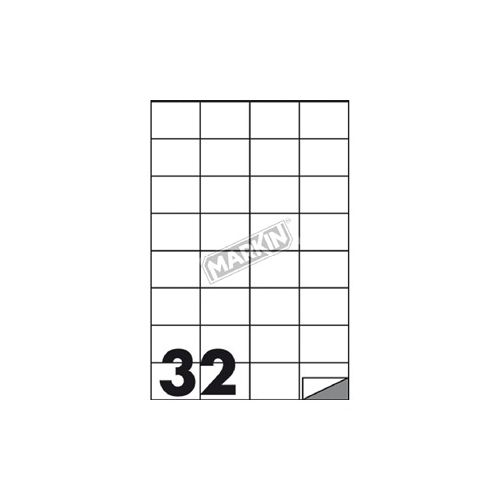 Самозалепващи етикети MARKIN Laser/Copier, сребристи, А4, 52.5х37 мм, 32 бр/л.,100л.