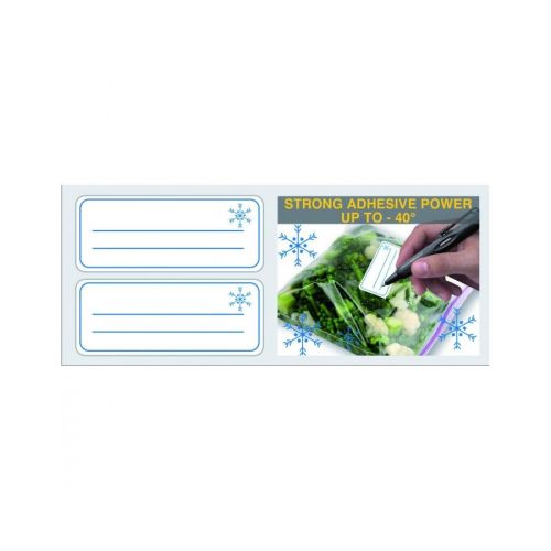 Самозалепващи етикети Markin за замразени продукти, 70 х 37 мм, 60 етикета, бели с цветна щампа  1