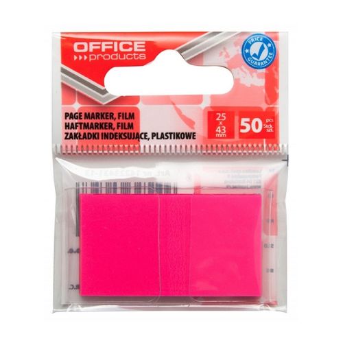 Самозалепващи индекси OFFICE PRODUCTS, PVC, 25х43 мм, 50 л., неоново розови