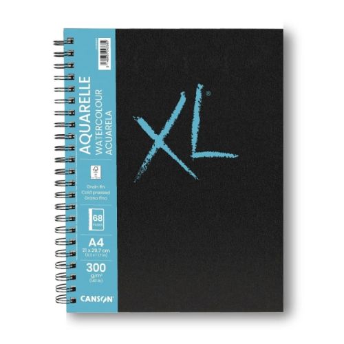 Скечбук със спирала CANSON XL Aquarelle, за мокри техники, A4, 300 г/кв.м, cold pressed, 34 л. 1