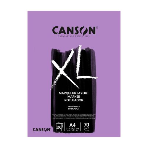 Скицник CANSON XL Marker, за маркери, A4, 70 г/кв.м, very smooth, 100 л. 1
