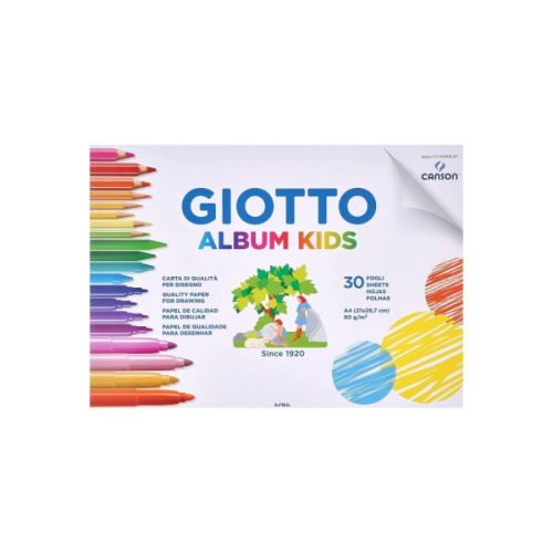 Скицник GIOTTO ALBUM KIDS, за сухи техники, A4, Canson хартия 90 г/кв.м, 30 л. 1