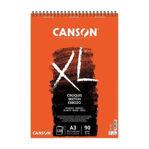 Скицник със спирала CANSON XL Croquis, за сухи техники, A3, 90 г/кв.м, fine grain, 120 л. 1