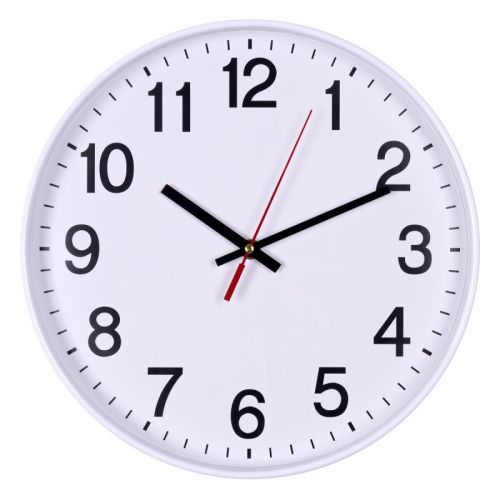 Стенен часовник OFFICE PRODUCTS, аналогов, D340х40 мм, бял