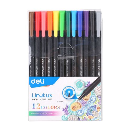 Тънкописци Deli Linkus EQ900-12, метален връх 0.45 мм, 12 цвята — Joya.bg 1