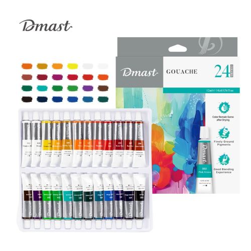 Темперни бои Deli Dmast EC320-24, в тубички 12 мл, 24 цвята 1