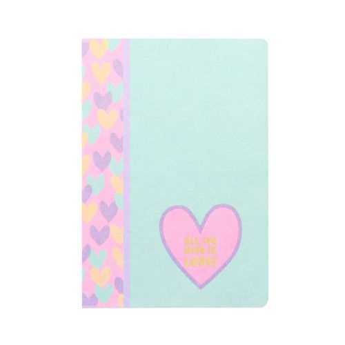 Тетрадка ANCOR Hearts А5, 48 л., м.квадр. офест 90 г, с ляво поле, корица картон с UV лак 1