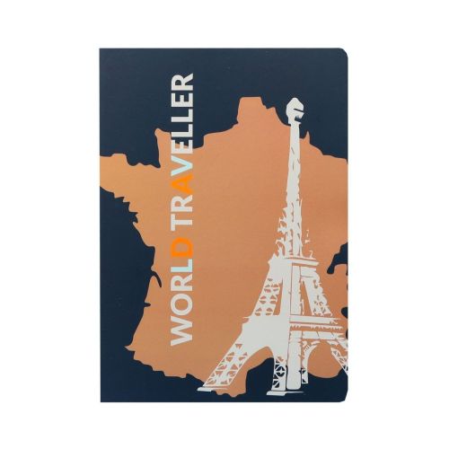 Тетрадка ANCOR Traveller, А5, 48 л., м.квадр. офест 90 г, с ляво поле, корица картон с UV лак 1