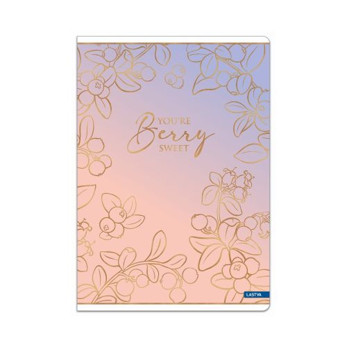 Тетрадка LASTVA Berry, A5, 52 л., линиран офсет 80 г, корица 300 г, мат ламинат, релефно фолио 4