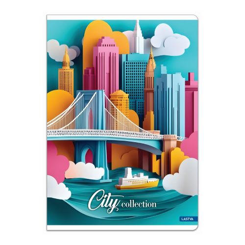Тетрадка LASTVA City, A4, 52 л., линиран офсет 80 г, корица 300 г, мат ламинат, UV лак 1