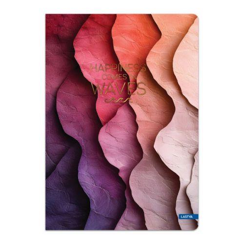 Тетрадка LASTVA WAVES, A4, 96 л., линиран офсет 70 г, твърда корица мат ламинат, златно фолио 1
