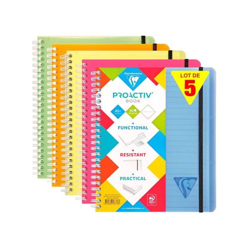 Тетрадка със спирала Clairefontaine Proactiv&#039;Book, А5, 90 л., линиран офсет 90 г, PP подвързия 4
