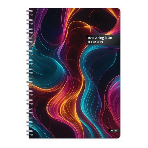 Тетрадка със спирала LASTVA Illusion, A4, 100 л., линиран офсет 70 г, корица 300г, мат ламинат+UVлак 1