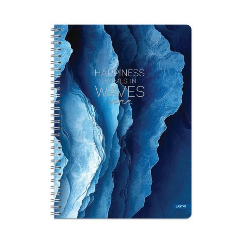 Тетрадка със спирала LASTVA Waves, A5, 80 л., линиран офсет 70 г, твърда корица мат ламинат, UV лак 1