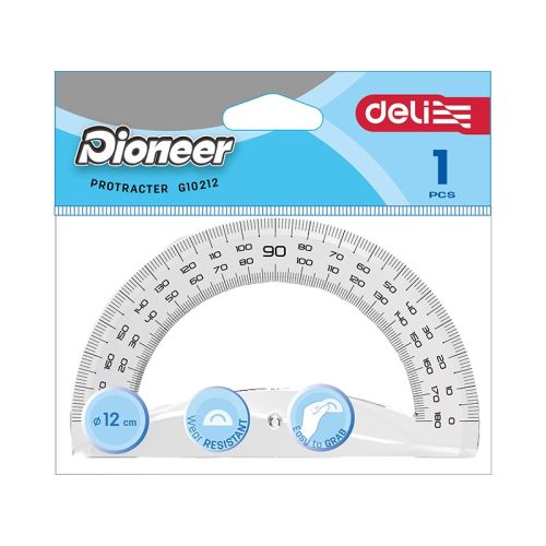 Транспортир Deli Pioneer EG10212, 180°, 12 см 1