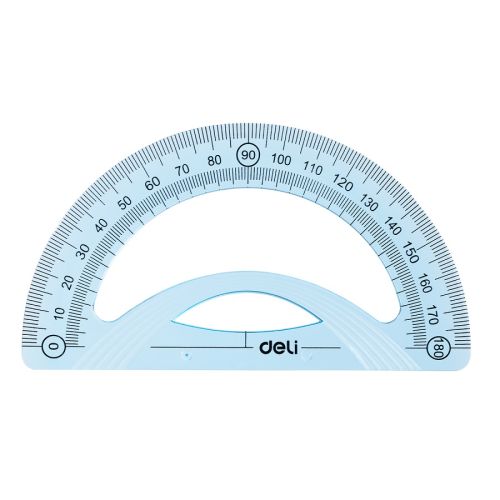 Транспортир Deli Woove EH16, 180°, 12 см, син 1