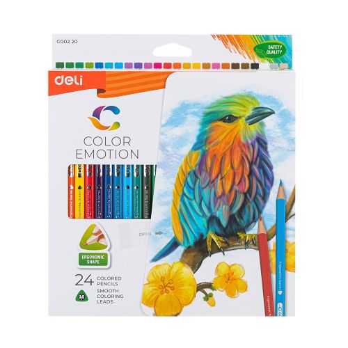 Цветни моливи Deli Color Emotion EC00220, триъгълно тяло, 24 цвята — Joya.bg 1