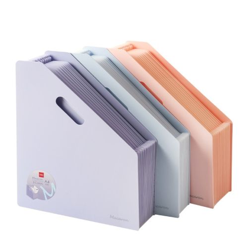 Вертикална поставка Deli Macaron, EB41102, A4, разширяема, с 13 джоба, PP 1000 mic, лилава — Joya.bg 1