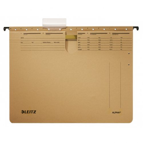 Висяща папка за картотека LEITZ Alpha, 344х250 мм, с машинка, с метални шини, картон 210 г, крафт — Joya.bg