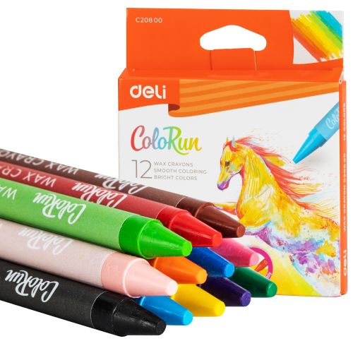 Восъчни пастели Deli Colorun EC20800, ф 8 мм, 95 мм, 12 цвята 1