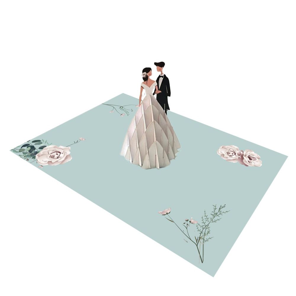 3D Pop-up поздравителна картичка Origami за сватба Just Married, 120 х 170 мм