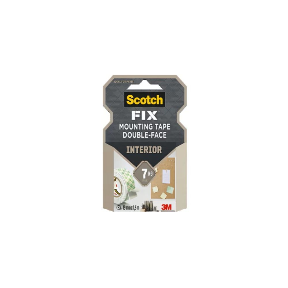 Монтажна лента Scotch-FIX Interior 4496G-1915-P, 19 мм x 5 м, издържливост 7 кг, 1 кг/220 мм