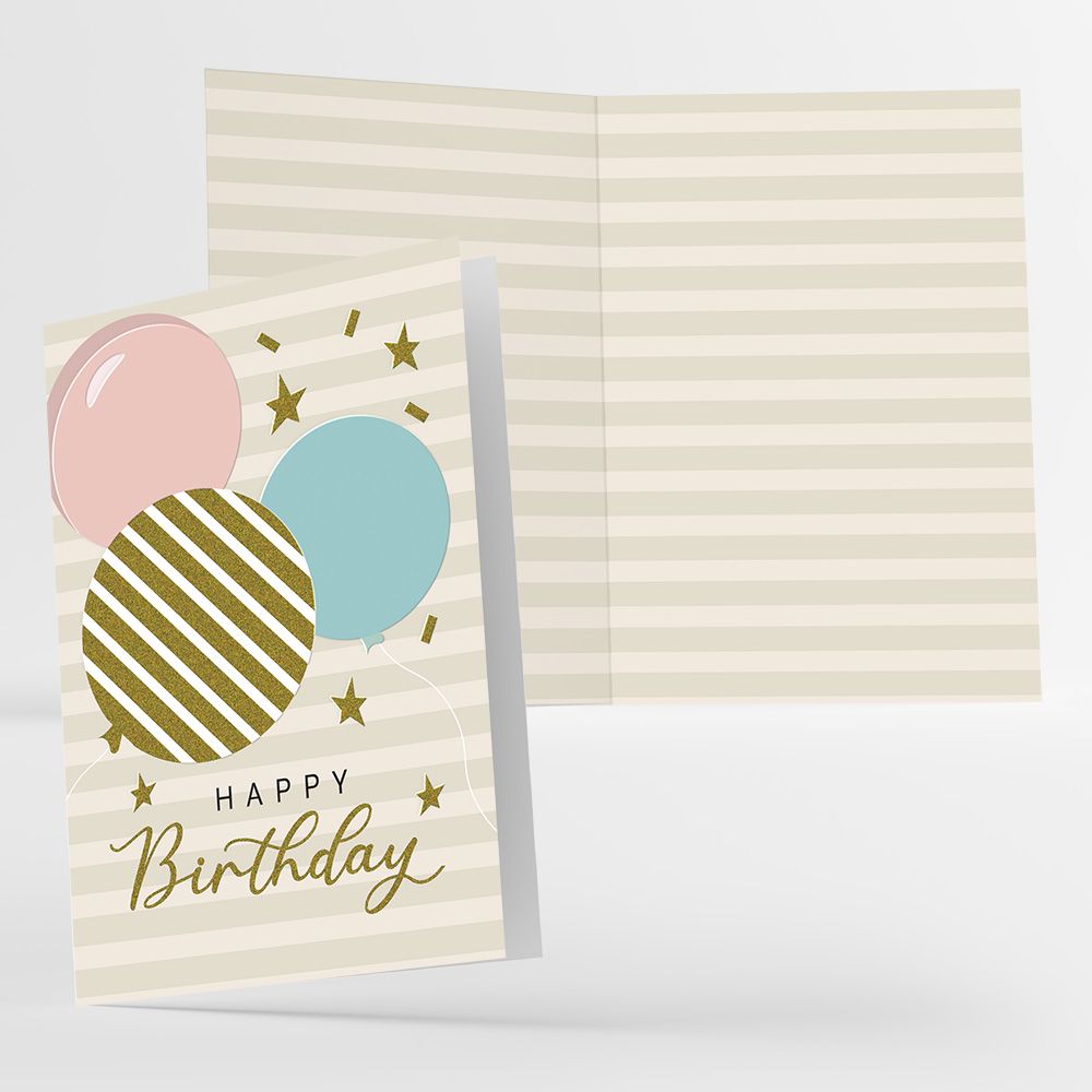 Поздравителна картичка за рожден ден Happy Birthday, 3D ефект, балони, 120 х 170 мм