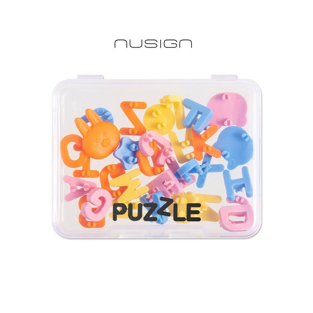 Аксесоари за гелова химикалка Nusign Puzzle ENS889, 26 букви и 6 фигурки животни, асорти