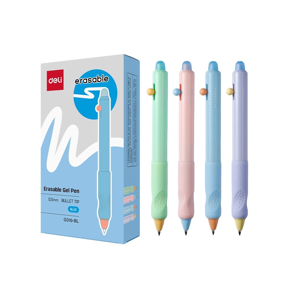 Автоматична изтриваема химикалка Deli erasable EG310-BL, с грип, 0.5 мм, синя