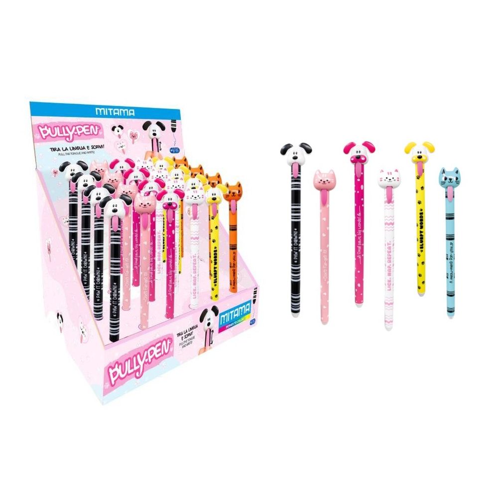 Автоматични гелови химикалки MITAMA Good Vibes Pully Pen, 0.7 мм, сини, дисплей 24 бр.