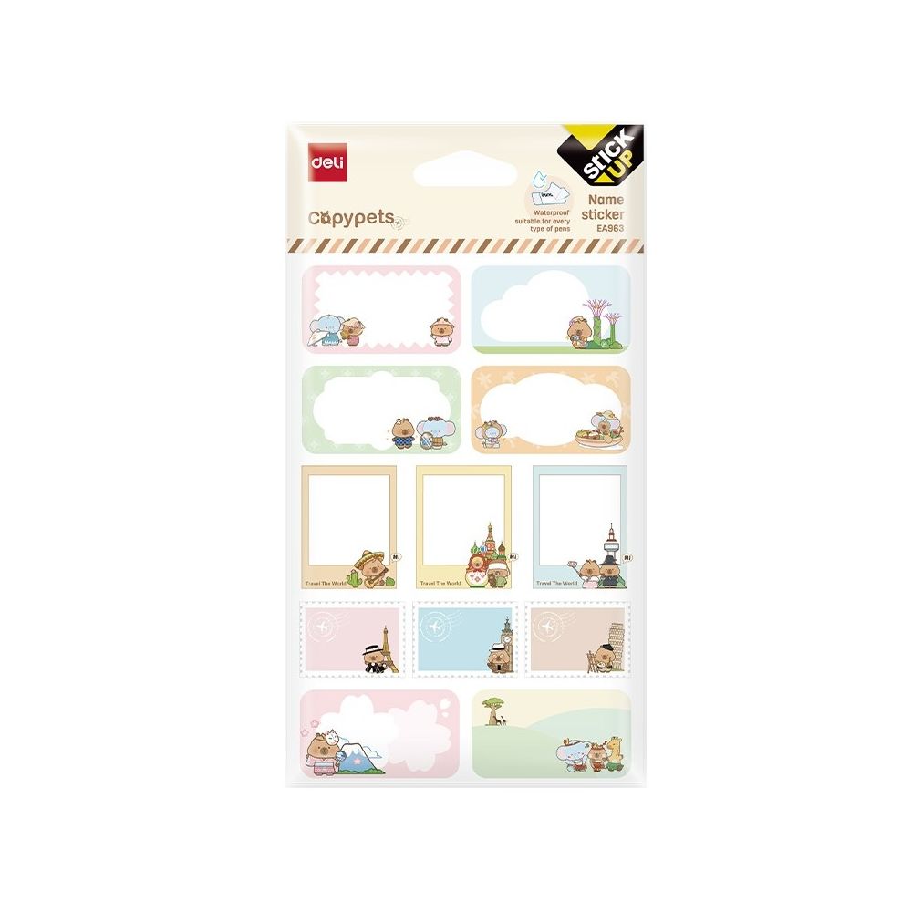Стикери за име Deli StickUp Capypets EA963, винилови, 110x165мм, 2 л.