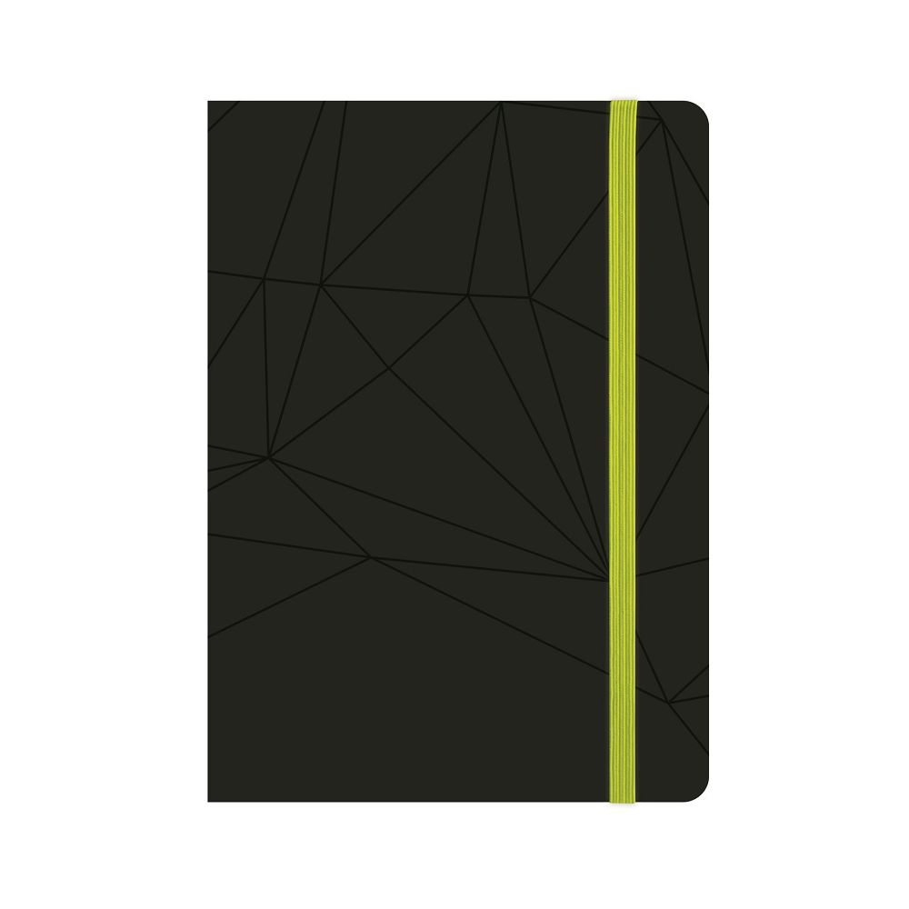 Бележник LASTVA Black, A5, 96 л., линиран офсет 80 г, термо PU корица, черен, зелен ластик Бележник LASTVA Black, A5, 96 л., линиран офсет 80 г, термо PU корица, черен, зелен ластик