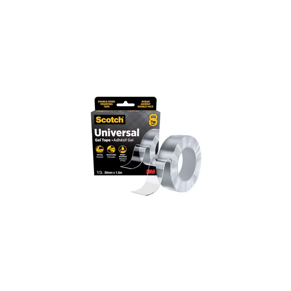 Монтажна лента Scotch Universal Gel, 30 мм x 1,5 м, издържливост 4,5 кг/м