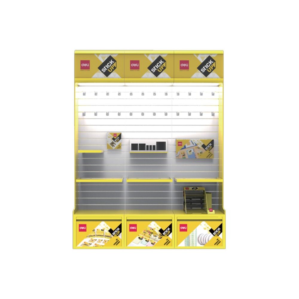 Дисплей Deli STICK UP Base J00260, за лепящи с-ва, 2 рафта, 25 куки, метален, 240х60х45 см