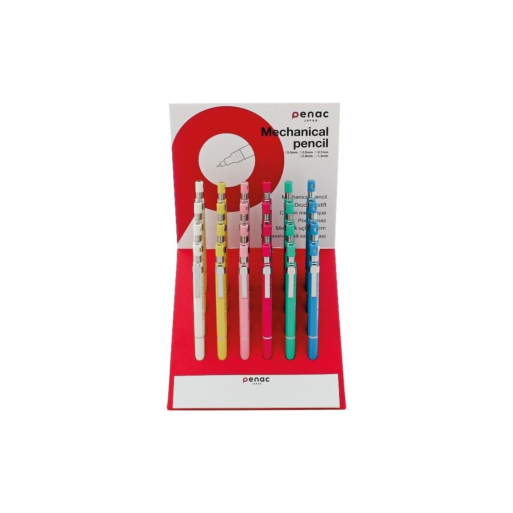 Дисплей с автоматични моливи Penac Protti PRC 107 Vivid, 0.7 мм, 6 цвята, 24 бр.