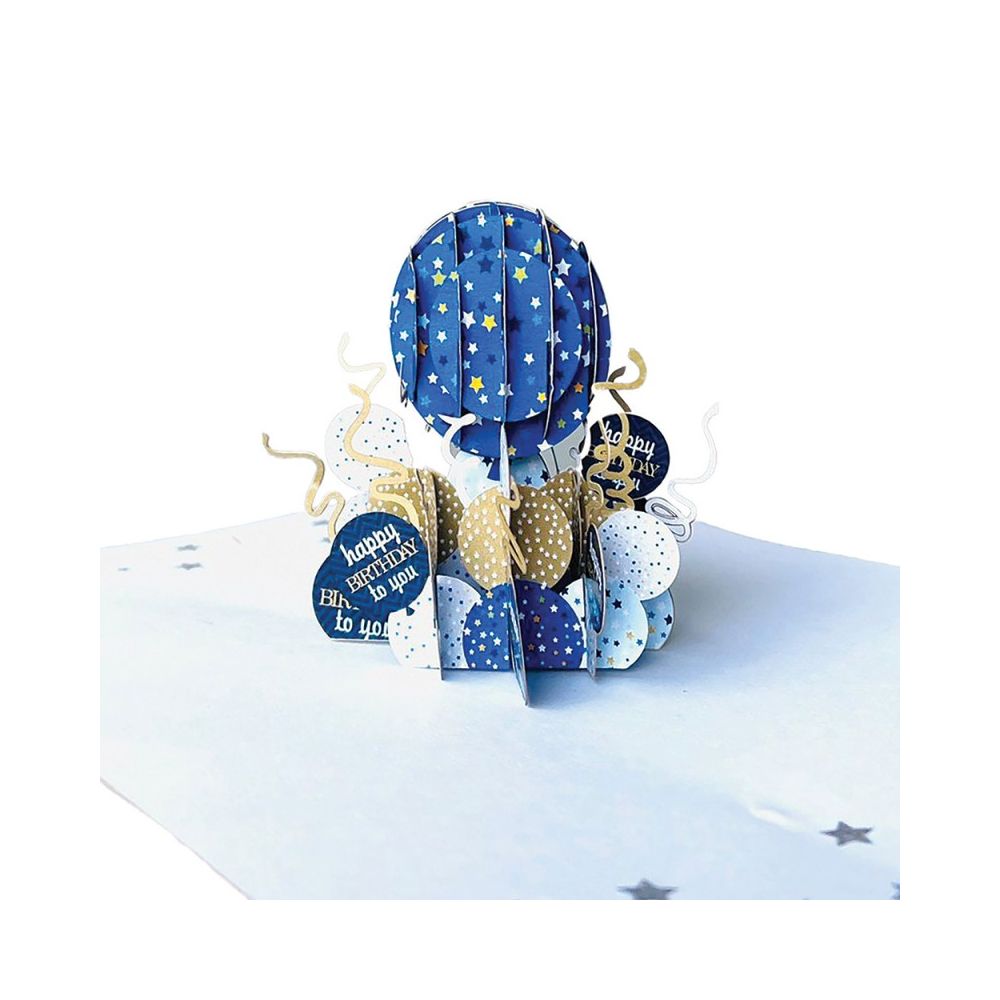 3D Pop-up поздравителна картичка Origami за рожден ден с балони, 120 х 170 мм