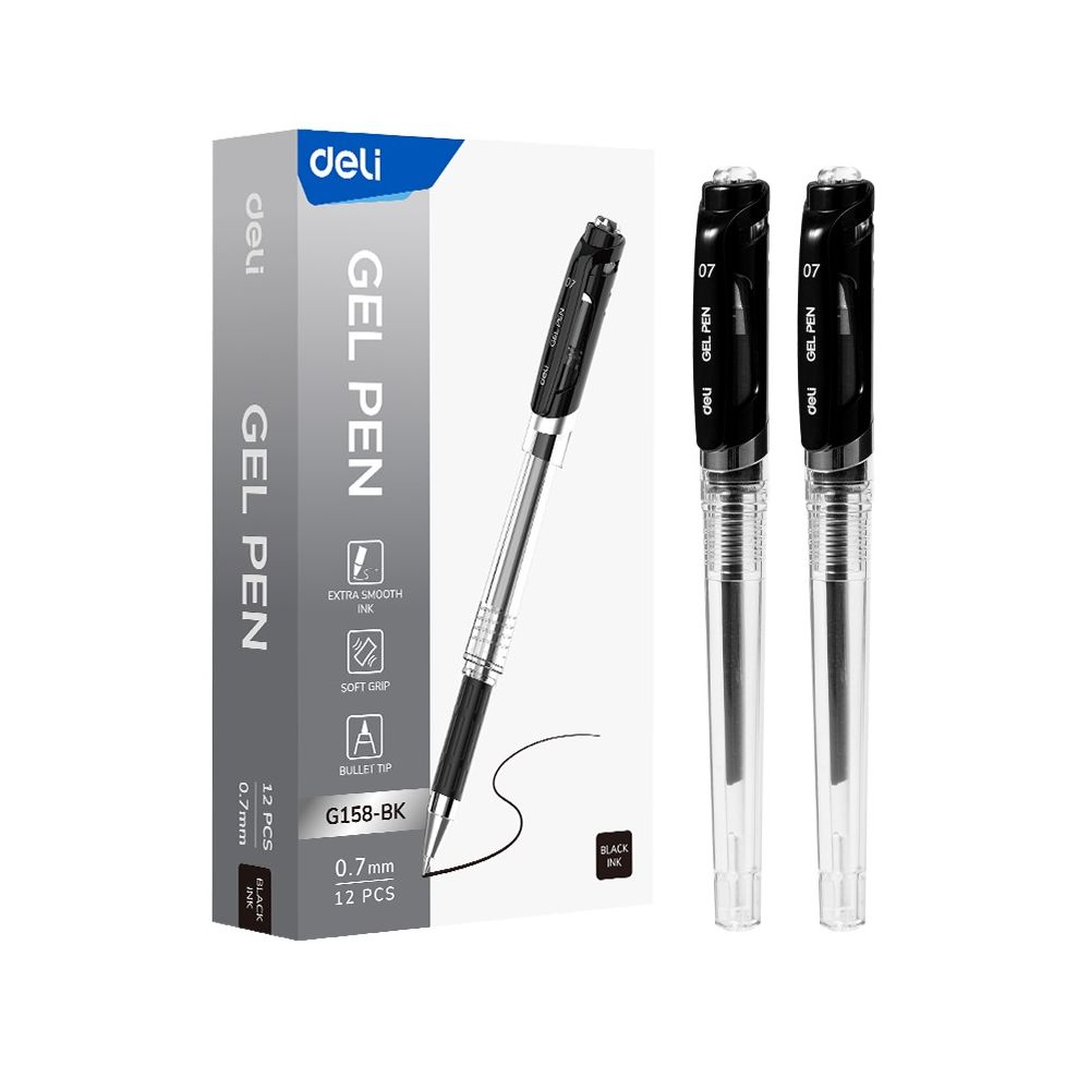 Гелова химикалка Deli EG158-BK, с грип, 0.7 мм, черна