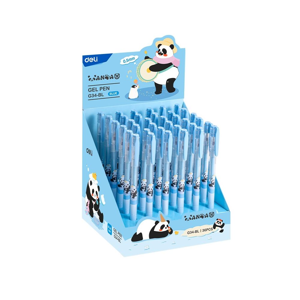 Гелова химикалка Deli Panda EG34-BL, иглен връх 0.5 мм, синя